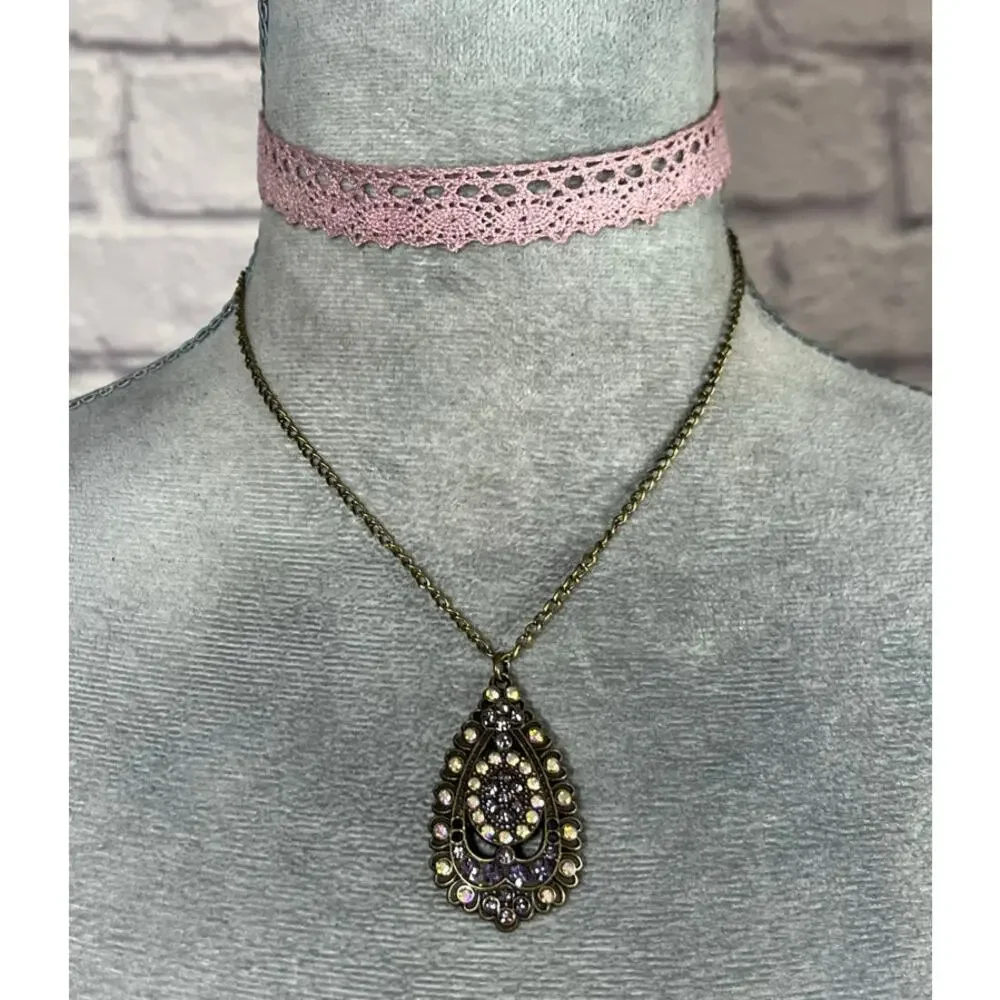 Handmade Cottagecore Vintage Americana Shabby Chic Layered Choker & Pendant